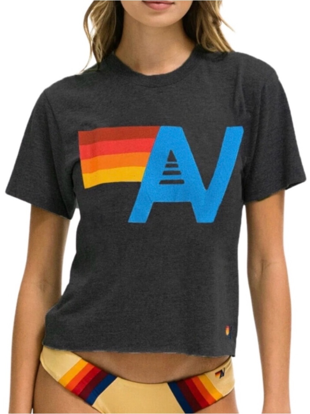 Aviator Nation Boyfriend T-shirt Charcoal Graphic Tee